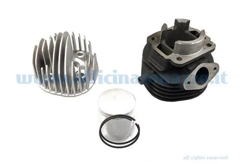 Polini 140.0053: gruppo termico 75 cc in ghisa, alesaggio 47 mm, corsa 43 mm, sei travasi e testa per candela a filetto lungo.