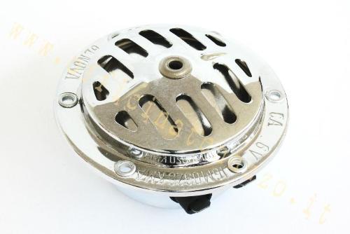 Clacson 6v cromato per Vespa 50 N - R - 90 - 90 SS - nuova 125 -150 VBB2T - VNB3>6 senza batteria
