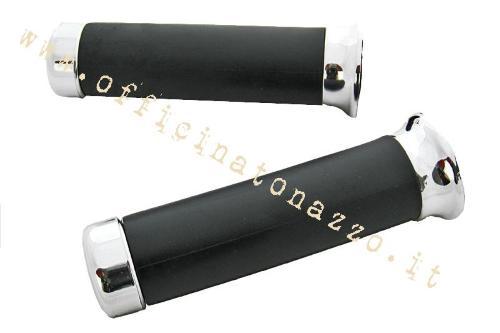 Coppia manopole Ø 24mm nere e cromate per Vespa PX Millenium