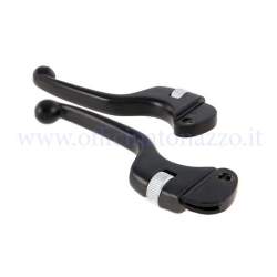 Coppia leve SIP Sport J63970000 in alluminio nero, regolazione cavo 15 mm e terminale a sfera, per Vespa classiche compatibili.