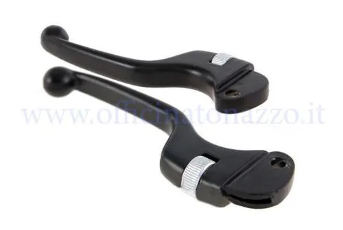Coppia leve SIP Sport J63970000 in alluminio nero, regolazione cavo 15 mm e terminale a sfera, per Vespa classiche compatibili.