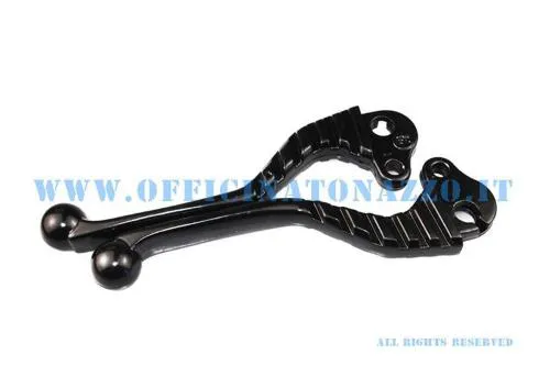 Coppia leve RMS sagomate in alluminio nero per freno e frizione a cavo Vespa 50, Primavera, ET3 e PX-PE a tamburo.