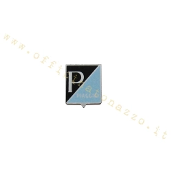 Scudetto rettangolare CIF 5747 in alluminio adesivo 25 × 28 mm, per Vespa 50 prima serie, 90 e 90 SS. Rif. comparativo Piaggio 070312.