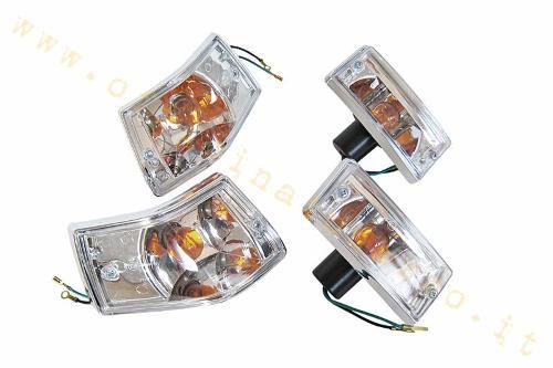 Kit indicatori di direzione con vetro trasparente e cornice cromata per Vespa PX - PE - T5