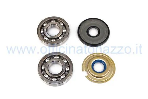Kit CIF 5166-KTC per Vespa Sprint, Super, GTR e TS: 2 cuscinetti 25x62x12, paraoli Corteco lato frizione e volano e serie O-ring.