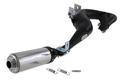 Marmitta racing RZ Mark One per Vespa 200 acciaio nero, silenziatore acciaio inossidabile