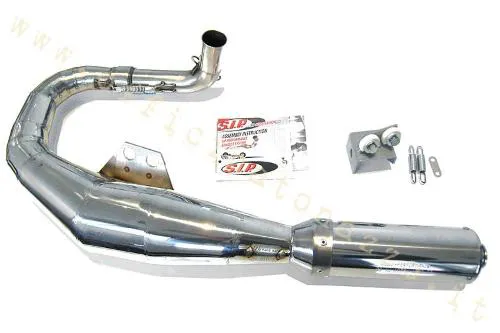 Marmitta ad espansione Performance Racing in acciaio inox lucidato con silenziatore inox lucidato per Vespa 180 - 200