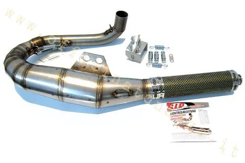 Marmitta ad espansione Performance Racing in acciaio inox con silenziatore in carbonio per Vespa 125 - 150