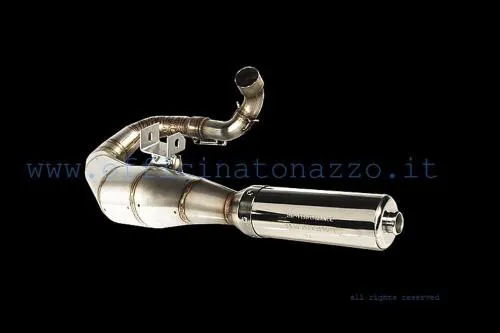 Marmitta SIP Performance 20010000 in acciaio inox per Vespa Rally 200, P200E, PX200 fino al 1994 e Cosa 1 200; uscita sinistra per pneumatico largo.