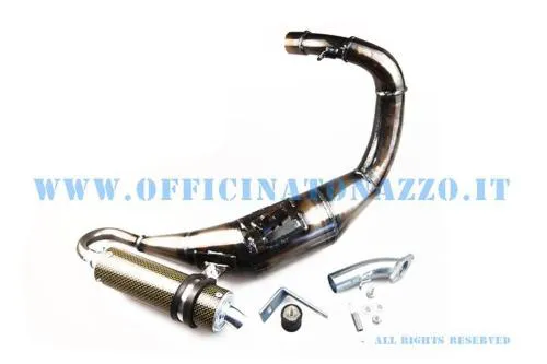 Scarico Simonini Down & Forward 40308 con espansione e silenziatore in carbonio per Vespa 50, Primavera ed ET3 elaborate.