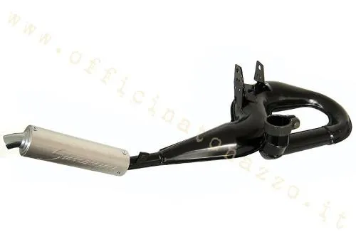 Espansione Simonini 40302 nera con silenziatore in alluminio per Vespa Rally 200, P200E e PX200 compatibili. Scarico sportivo per motori 200.