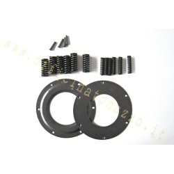 Kit parastrappi per primaria Vespa P200E, PX 200, Rally 200 e Cosa 200. Controllare molle, piattelli, ribattini e sedi prima del montaggio.
