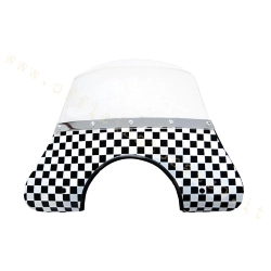 Miniparabrezza Cuppini serigrafato a scacchi completo di attacchi per Vespa PX (mis.33cm alt. 43cm larg.)
