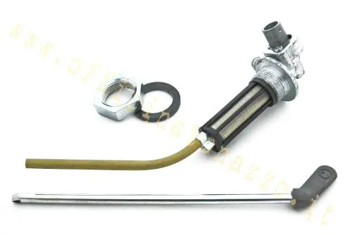 Rubinetto CIF 6241 con asta corta, guarnizione e comando chiuso-aperto-riserva per Vespa PK 50 e 125 compatibili. Rif. Piaggio 214267.