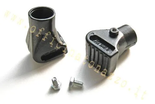 Coppia scarpette F.A. Italia in alluminio nero con foro da 22 mm per cavalletto Vespa PX, PE, PK, T5 e Piaggio Cosa compatibile.