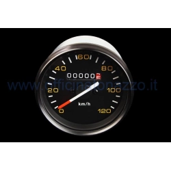 Speedometer with 120 km/h scale, black, for Vespa P80/125/150X - PX80/125/150/200E - P150S - P200E