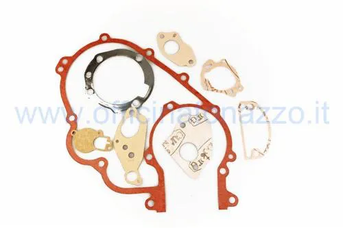 Serie guarnizioni motore CIF 9391 per Vespa PE/PX 200 Arcobaleno e Cosa 200 con miscelatore separato. Confrontare sagome e passaggi olio.