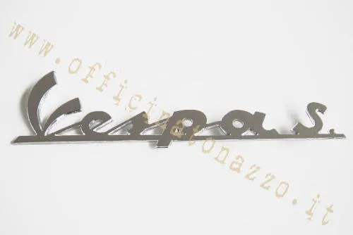 Targhetta anteriore Vespa S in alluminio anodizzato con tre perni e interasse dichiarato 134,27 mm per Vespa Sprint prima serie