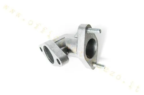 Collettore di scarico in alluminio per Vespa Smallframe 50, 90, Primavera, ET3 e PK 50, con prigionieri M6 e interasse 52 mm.
