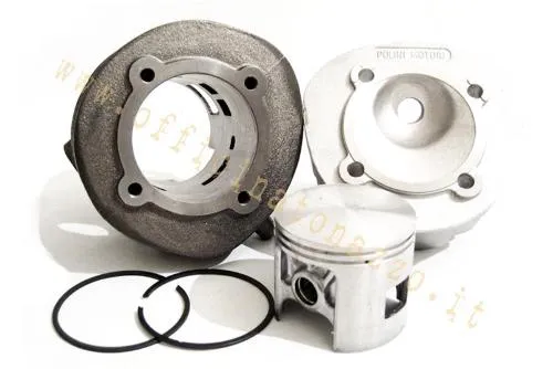 Gruppo termico Polini 140.0056 in ghisa, alesaggio 55 mm e corsa 43 mm, per Vespa 50, PK e Ape 50 compatibili; candela a filetto lungo.