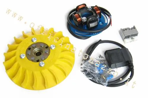 Encendido Parmakit de avance variable con cono 20 - 1,0 kg con volante mecanizado en un solo bloque para Vespa PX 125/150/200 - PE200 (ventilador amarillo)