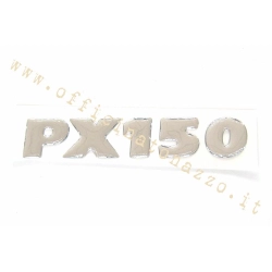 Targhetta adesiva resinata RMS PX 150 per cofano laterale Vespa PX 150 con freno a disco. MPN 142720200, EAN 8057570041416.
