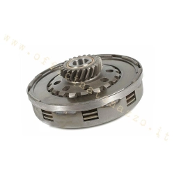 Frizione FERODO Cosa da 115 mm per Vespa Largeframe: Z22 elicoidale, 4 dischi, 8 molle rinforzate e cestello con anello.
