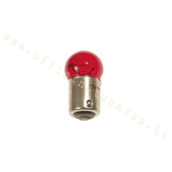Lampadina CIF 1418-RED rossa 12 V 5 W, attacco BA15s e diametro 15 mm, per posizione posteriore Vespa PX, PE e Arcobaleno con gemma bianca.