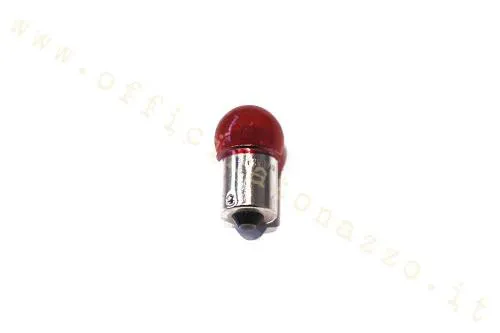 Lampadina CIF rossa 12 V 10 W con attacco BA15s, destinata alla luce stop posteriore su Vespa compatibili. Verificare base e trasparente del fanale.