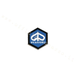 Scudetto Piaggio adesivo esagonale in alluminio misura 31mm per Vespa PX 125/150/200 PE