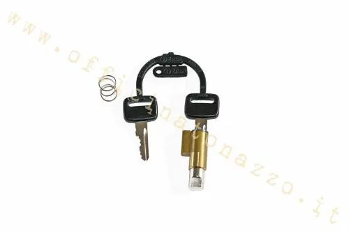 Serratura bloccasterzo CIF 5646 lunga 38,7 mm, con guida da 6 mm e puntale in acciaio, per Vespa 50 R/Special, ET3 e PX/PE.