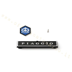 Targhetta "Piaggio" più scudetto e vite per copristerzo Vespa PX - PE 1° serie