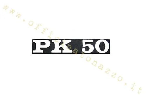 Targhetta sportello laterale per Vespa "PK 50". (Distanza fori 31.2)