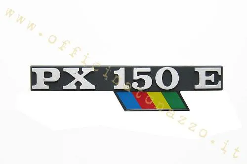 Targhetta cofano CIF 5791 PX 150 E con bandierina per Vespa PX 150 E Arcobaleno ed Elestart. Riferimento Piaggio 189182.