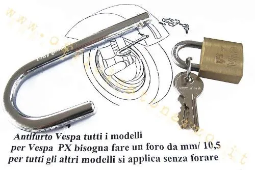 Lucchetto antifurto alla ruota per Vespa 50 - Primavera - ET3 - PX - PK