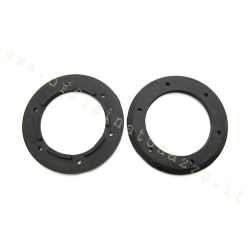 Guarnizione nera clacson Vespa con bordo smussato, 6 fori e Ø54/80 mm. Riferimento Piaggio 120798 comparativo; verificare il clacson.