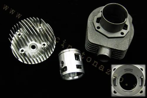 Kit Pinasco 177 cc in ghisa, Ø63 mm e corsa 57 mm, con testa a candela laterale per Vespa Largeframe 125-150 a due travasi.