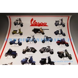 Poster Vespa con modelli dal 1945 al 1979 misura 70 x 100 cm