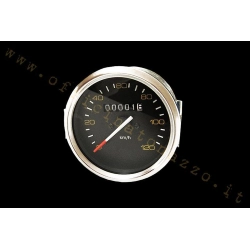 Contachilometri scala 120km/h nero con cornice cromata per Vespa P80/125/150X- PX80/125/150/200E- P150S- P200E