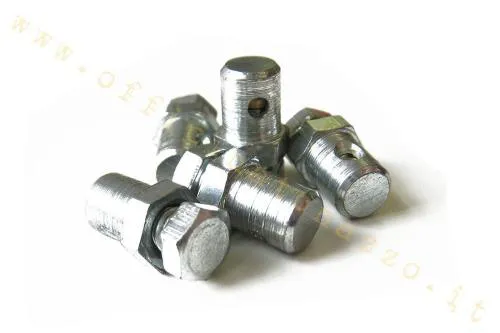 Morsetto F.A. Italia 93212 con pastiglia interna per fissare e registrare i cavi cambio o frizione Vespa, adatto a fili fino a 2,5 mm.