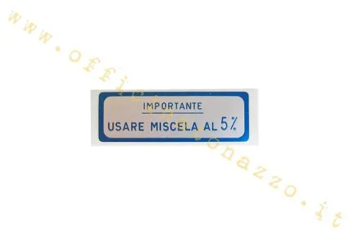 Adesivo blu Importante usare miscela al 5% per restauri Vespa d'epoca compatibili. Confrontare testo, colore, misura e posizione con l'originale.