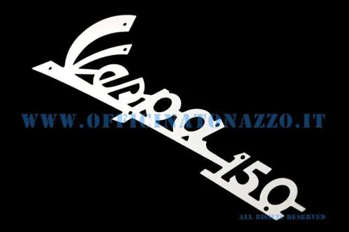 Targhetta anteriore CIF 5738 in alluminio sottile, lunga 140 mm, per Vespa 150 VBA1T, VBB1T e VBB2T. Riferimento Piaggio 084809.