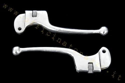 Coppia leve frizione e freno SIP J63960000 in alluminio argento, registrabili e con sfera grande, per Vespa classiche compatibili.