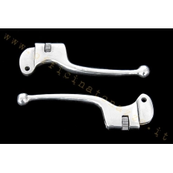 Coppia leve frizione e freno SIP J63960000 in alluminio argento, registrabili e con sfera grande, per Vespa classiche compatibili.