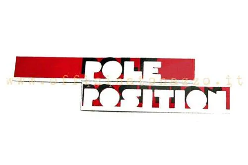 Adesivo Pole Position per il portaoggetti nero sopra il bauletto della Vespa PX 125 T5 e T5 Elestart VNX5T. Verificare grafica e posizione.