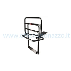 Portapacchi posteriore Faco nero con piano ribaltabile 37 x 24 cm per Vespa PX e PE 125, 150 e 200, Arcobaleno e versioni a disco.