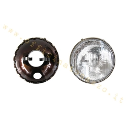 Fanale anteriore SIEM COD.104 in vetro da 115 mm, completo di portalampada BA20d e BA15s per Vespa 50/90 SS, Primavera, ET3 e Super.