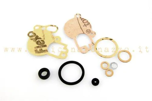 Serie guarnizioni Dell'Orto 525370077 per carburatori SI 20/20, 24/24 e 26/26 D/E/G su Vespa PX, PE e T5 compatibili.