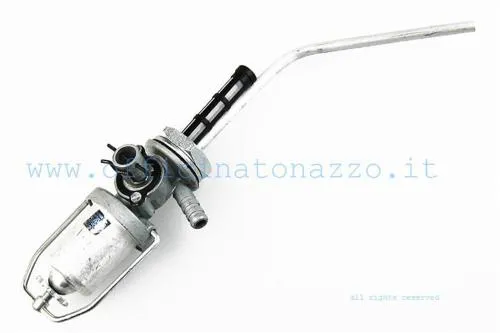 Rubinetto benzina RMS 121678023 con bicchierino metallico per Vespa VNB, VBA, VBB, Super, GT, GTR, GL, Sprint e Sprint Veloce.