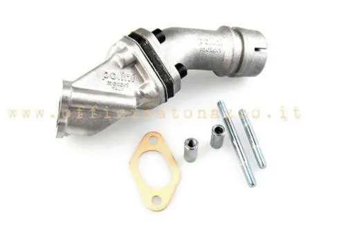 Collettore monolamellare Polini da 19 mm, attacco carburatore 25,5 mm e fissaggio a due fori per Vespa 50 Special, Primavera ed ET3.